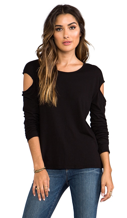 Slub Jersey Long Sleeve Cut Out Top