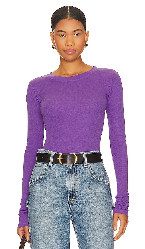 La Made Long Sleeve Thermal Tee In Purple