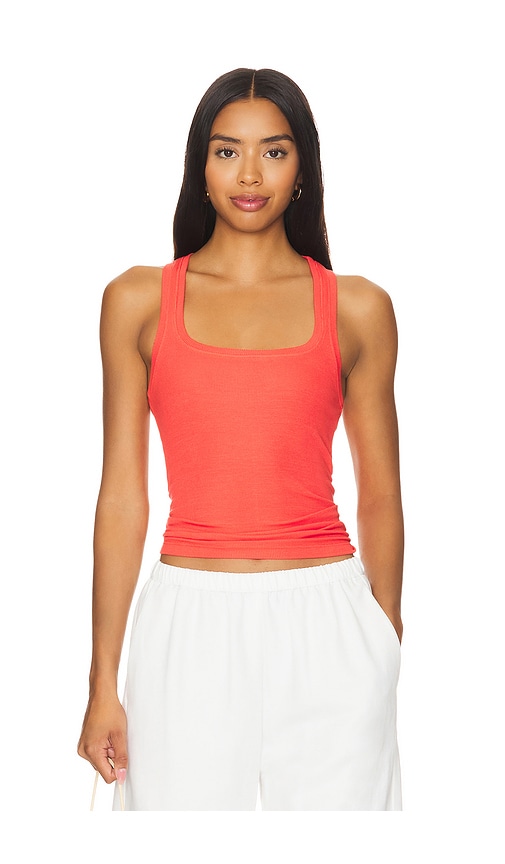 Shop La Made Valeria Square Neck Cinch Tank In Vivid Red