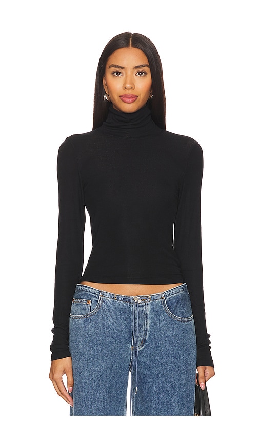 Shop La Made Felix Crop Turtle Neck Top In 블랙