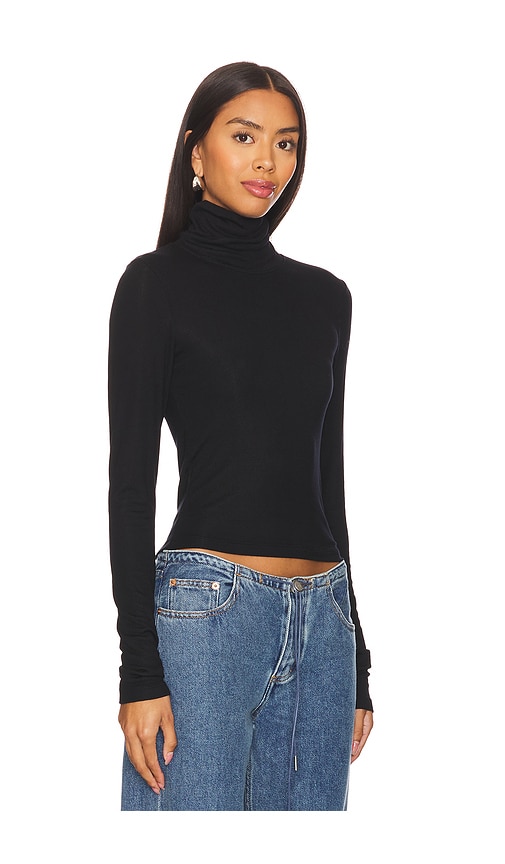 Shop La Made Felix Crop Turtle Neck Top In 블랙