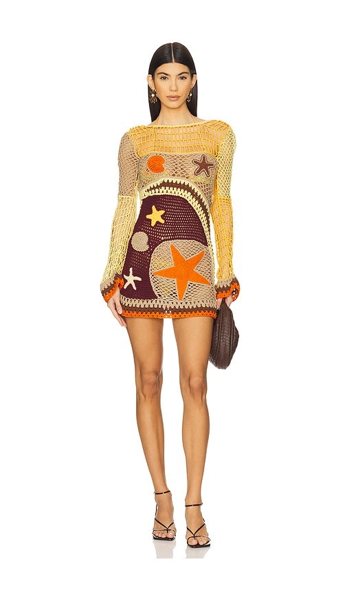 Leslie Amon Dream Crochet Dress in Coral Reef