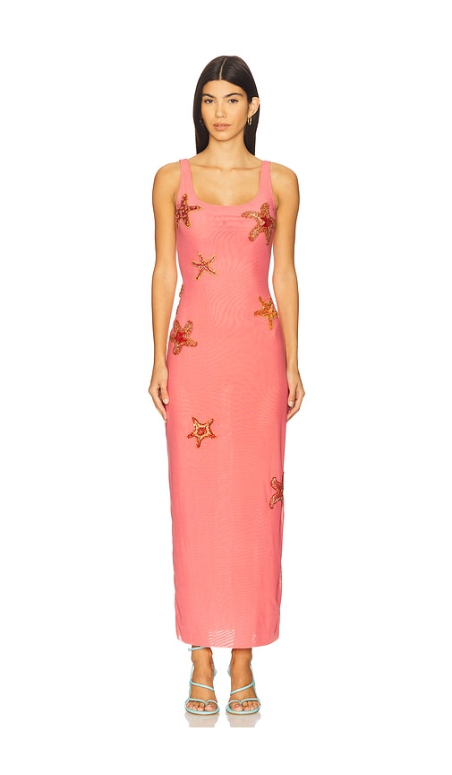 Leslie Amon Starfish Maxi Tank Dress In Red
