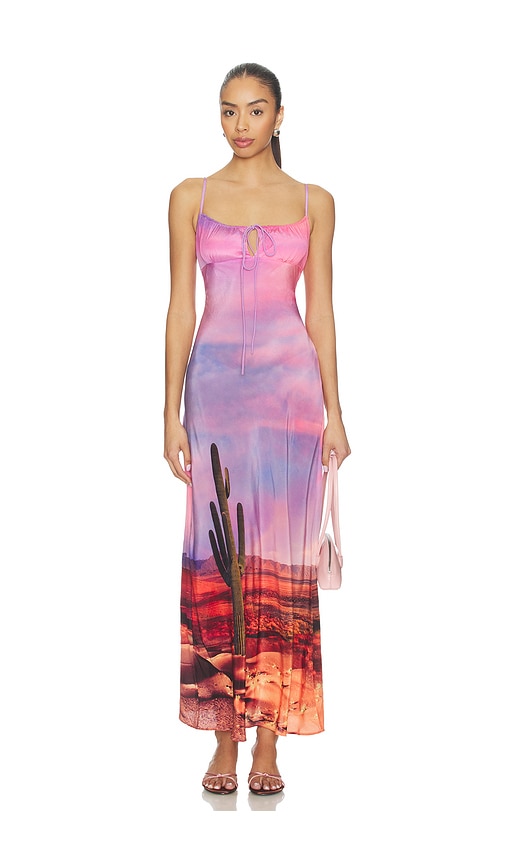  Leslie Amon X Revolve Timeless Palm Spring Dress With Head Scarf In Pink. Taglia S. Also In Xs, M, L, Xl. 
