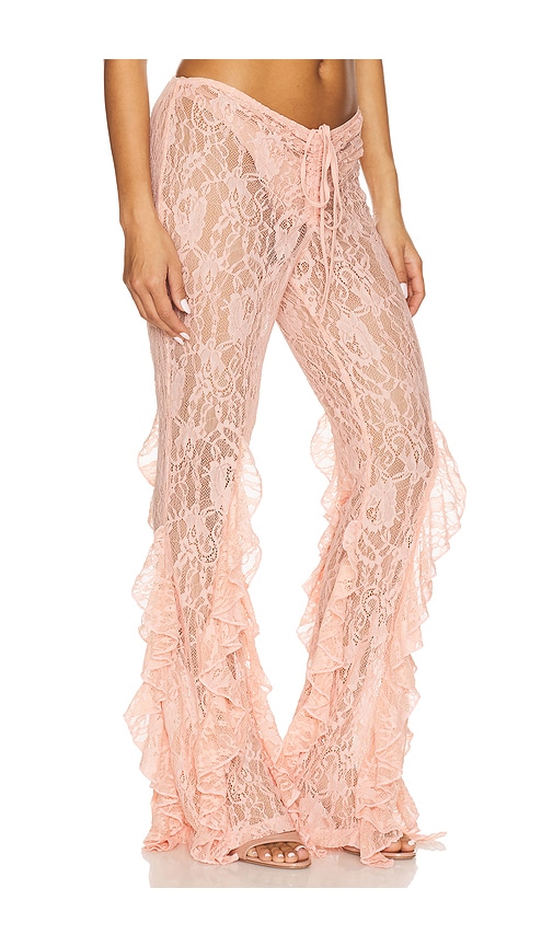 Leslie Amon X Revolve Ruffle Pant In Dusty Pink