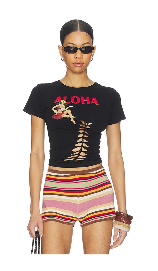 Leslie Amon Aloha Tee in Black