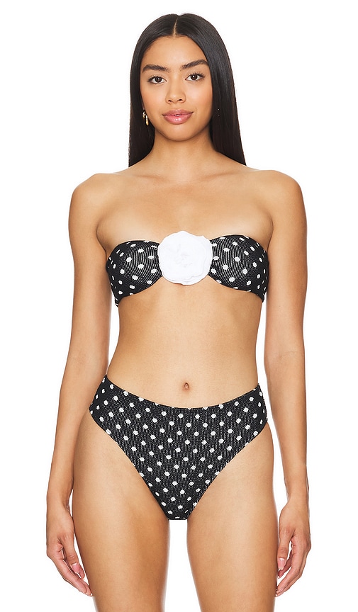 Leslie Amon Maria Bikini Top in Big Black & White Dots