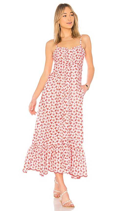 Lisa Marie Fernandez Slip Dress in Tomato & Cream