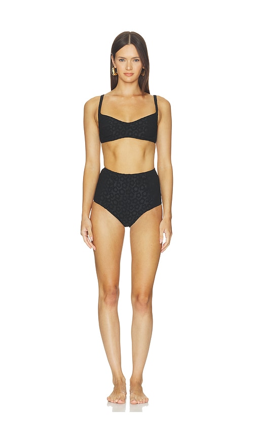 Lisa Marie Fernandez Balconette High Waist Bikini in Black 60's