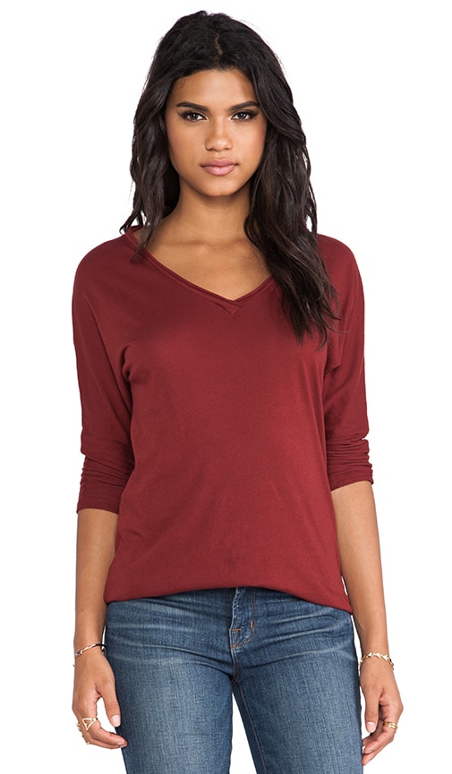 Oversized 3/4 Sleeve V Tee