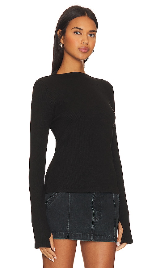 Shop Lanston X Revolve Mock Neck Top With Thumbholes In Black