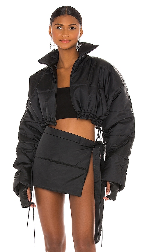 LaQuan Smith Cropped Puffer Jacket in Black | REVOLVE