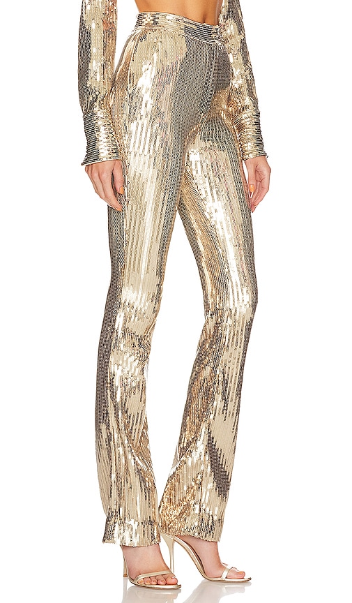 Shop Laquan Smith Wide Leg Trouser In Gold