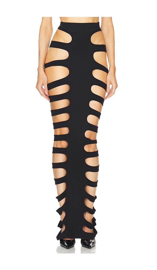 LaQuan Smith Cut Out Skirt in Black