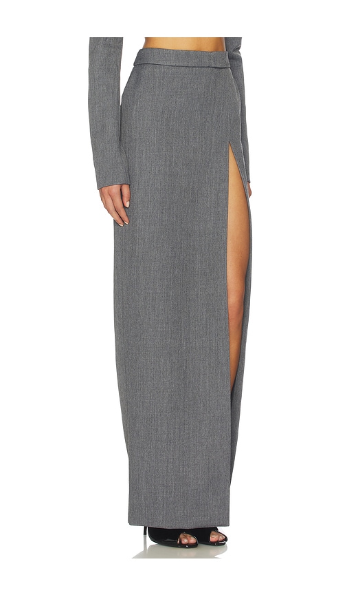 Laquan Smith Maxi Skirt With Slit In Gray