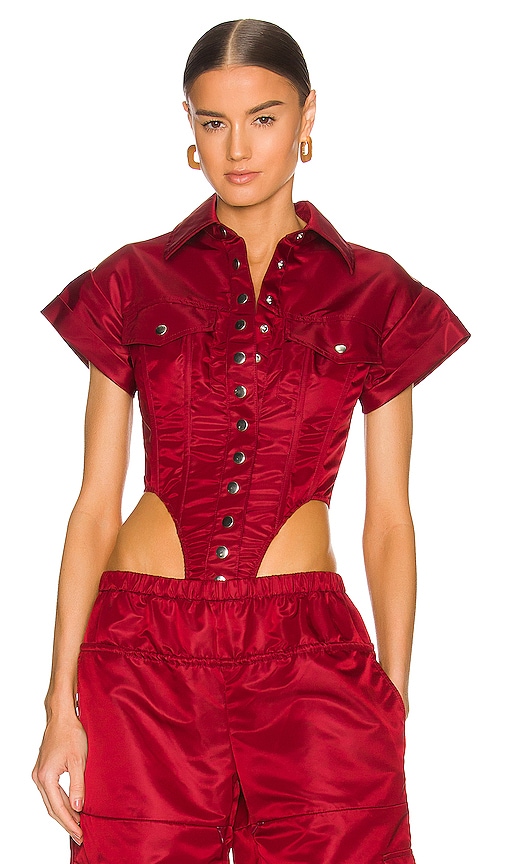 LaQuan Smith Utility Bodysuit in Oxblood REVOLVE