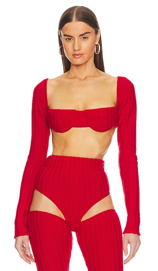 Laquan Smith Red Bra Sweater In Cherry