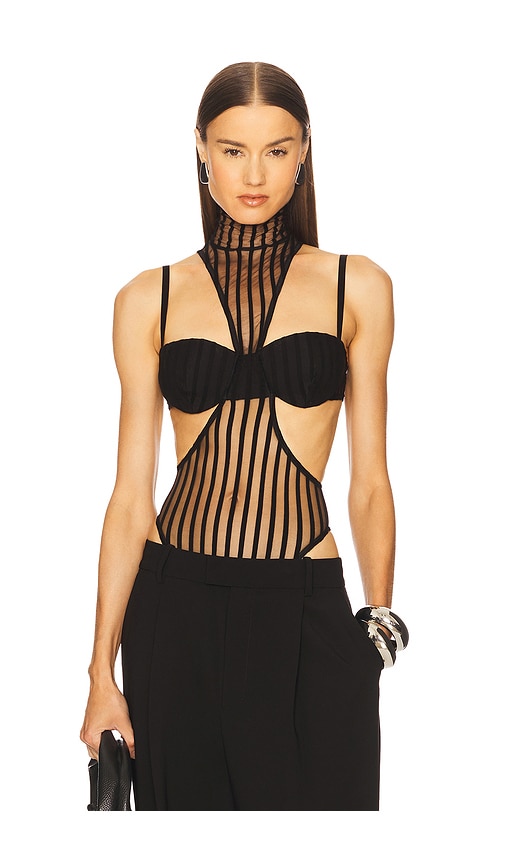 LaQuan Smith Cutout Mock Neck One Piece