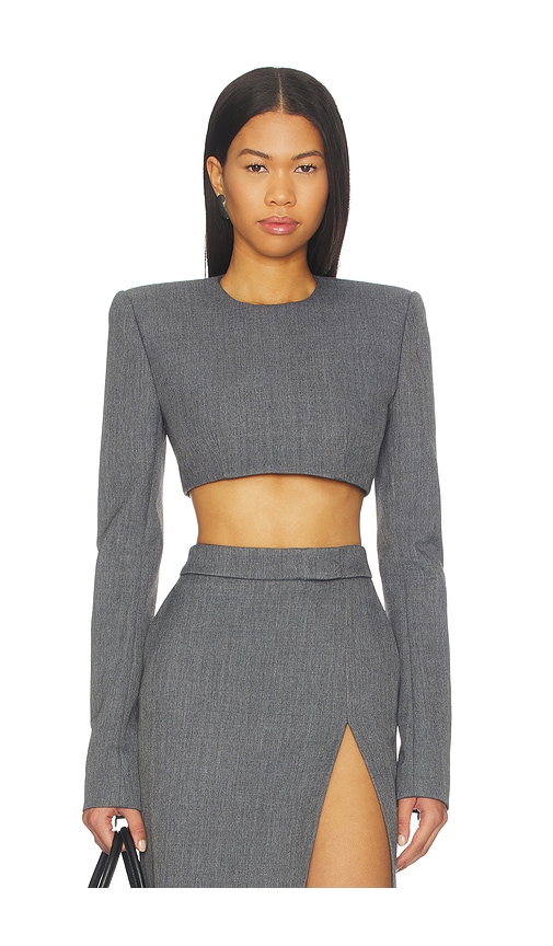 LaQuan Smith Long Sleeve Crop Top