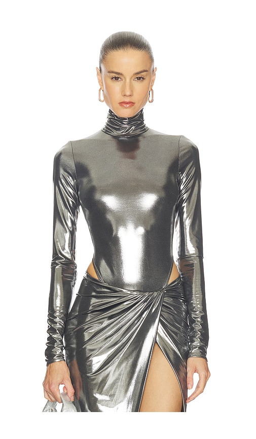 LaQuan Smith Long Sleeve Mock Neck Bodysuit