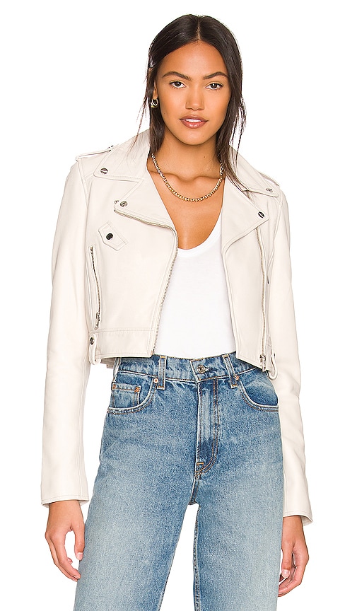 Shop Lamarque Ciara Moto Jacket In Bone