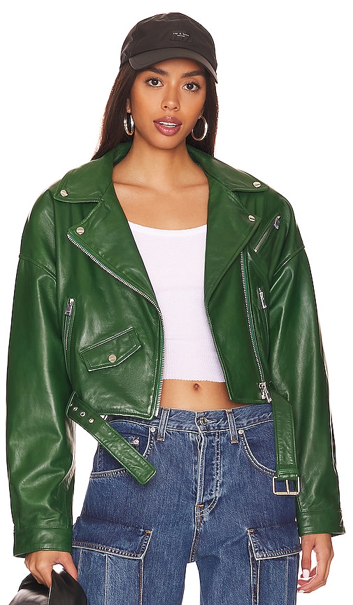 Lamarque Dylan Leather Moto Jacket In Green | ModeSens
