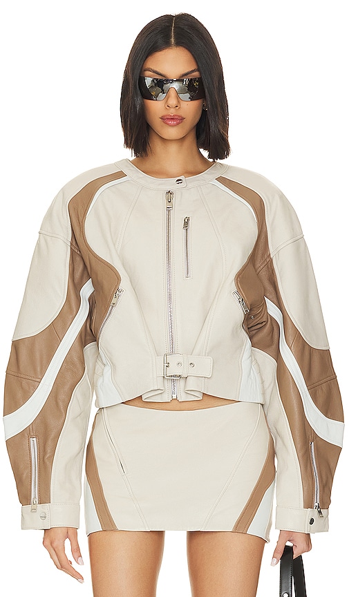 Shop Lamarque Dustin Moto Jacket In Taupe