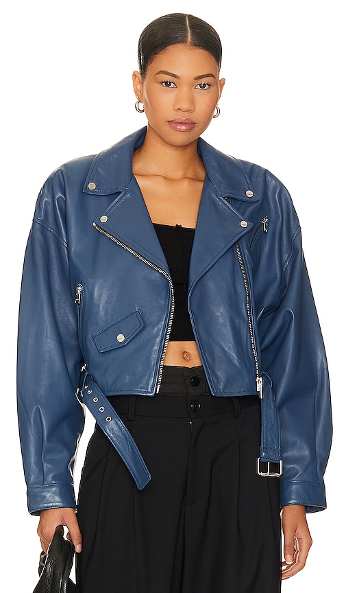Lamarque Dylan Cropped Jacket In Navy