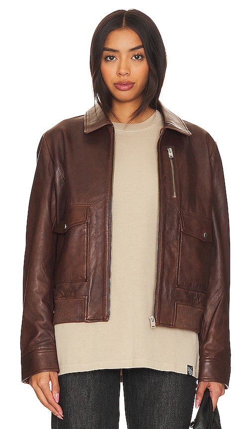 Shop Lamarque Klemence Bomber Jacket In Chocolate