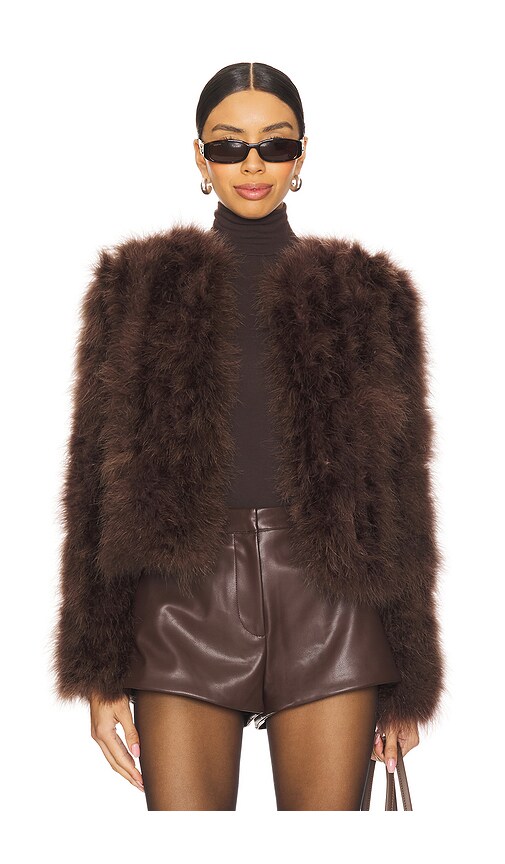LAMARQUE Deora Feather Jacket in Chocolate