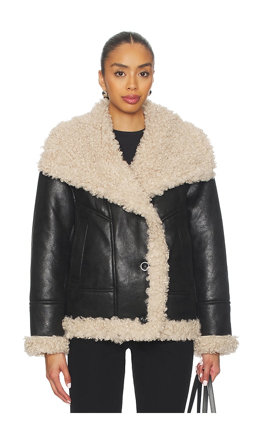 Lamarque Demi Faux-shearling Coat Jacket In Black