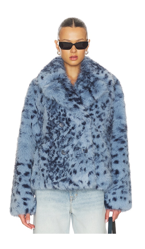 Lamarque Ravenna Faux Fur Coat In Blue