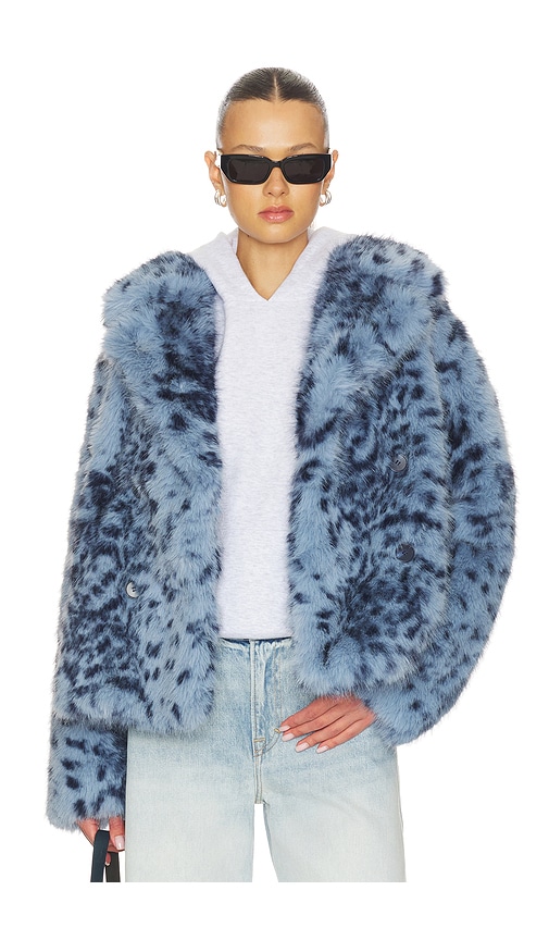 Lamarque Ravenna Faux Fur Coat In Blue