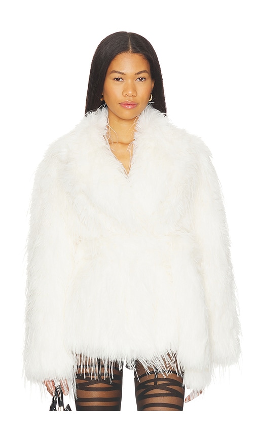 Lamarque Isla Faux Fur Coat In White