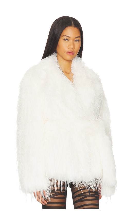 Lamarque Isla Faux Fur Coat In White