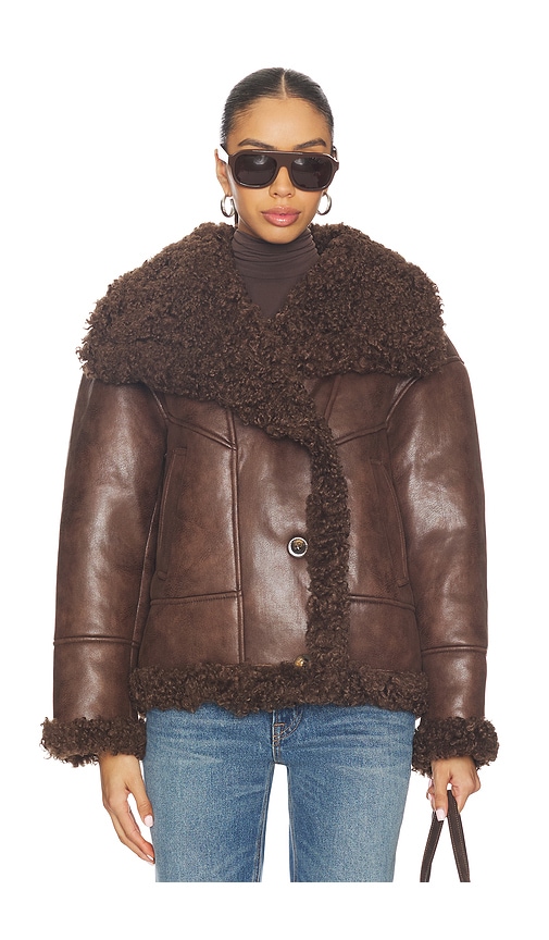 Lamarque Demi Faux Fur Jacket In Brown