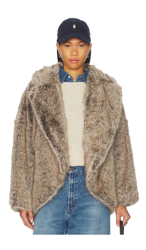 Lamarque Lucinda Faux Fur Jacket In Brown