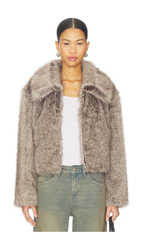 Lamarque Nova Faux Fur Jacket In Gray