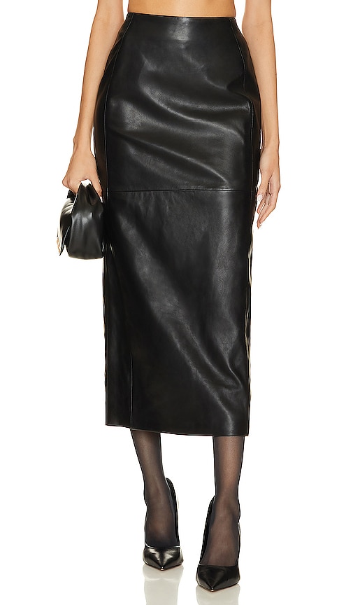 Lamarque Tyra Column Midi Skirt In Black