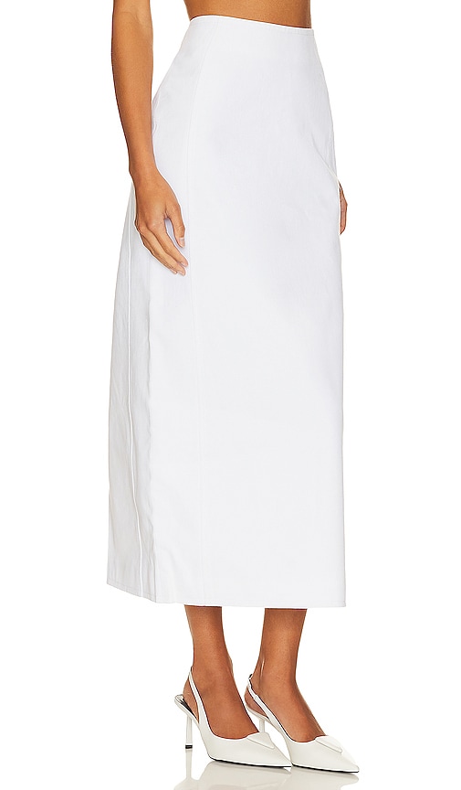 Shop Lamarque Tyra Denim Column Skirt In White