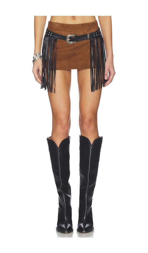 Shann Belted Micro Suede Skirt