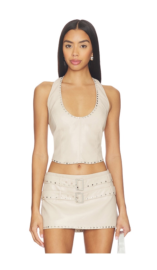 x REVOLVE Liddy Faux Leather Studded Halter Top