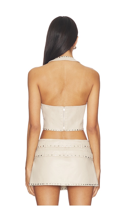  Lamarque Oberteil Liddy Faux Leather Studded Halter In Cream. Größe S. Also In Xs, M, L, Xl. 