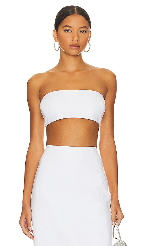 Shop Lamarque Dina Denim Crop Top In White