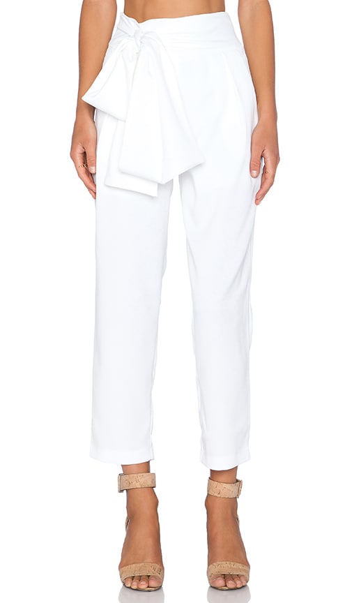 white high waisted tie pants