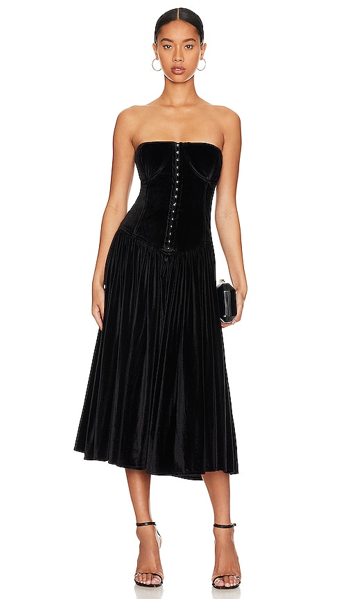 Love the Label Carmen Dress in Black Velvet | REVOLVE