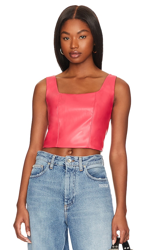 Faux Leather Bustier Halter Top