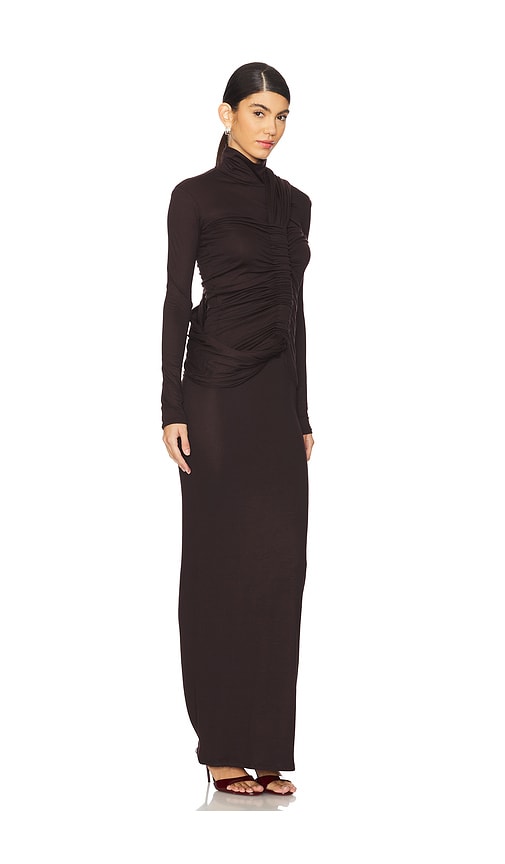 Shop Lado Bokuchava Serpent Dress In 초콜렛 브라운