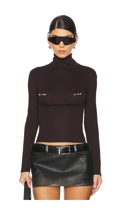 Shop Lado Bokuchava Pierced Turtleneck Top In 초콜렛 브라운