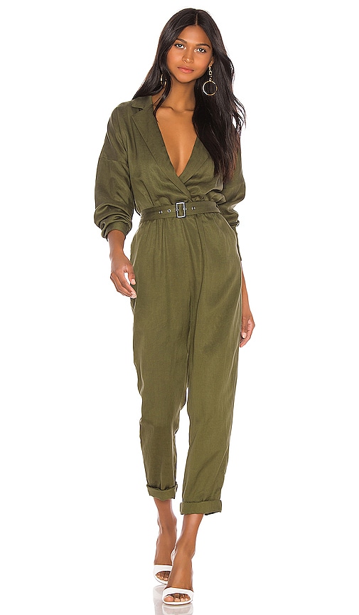 L'Academie Reed Jumpsuit in Green | REVOLVE